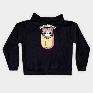 Purrito Funny Cat And Burrito Pun Kids Hoodie